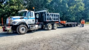 Metro North Transit using a hi rail trailer with road and rail wheels for rail maintenance work